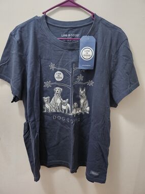 Life Is Good Navy Blue Dog Lover Graphic Tee